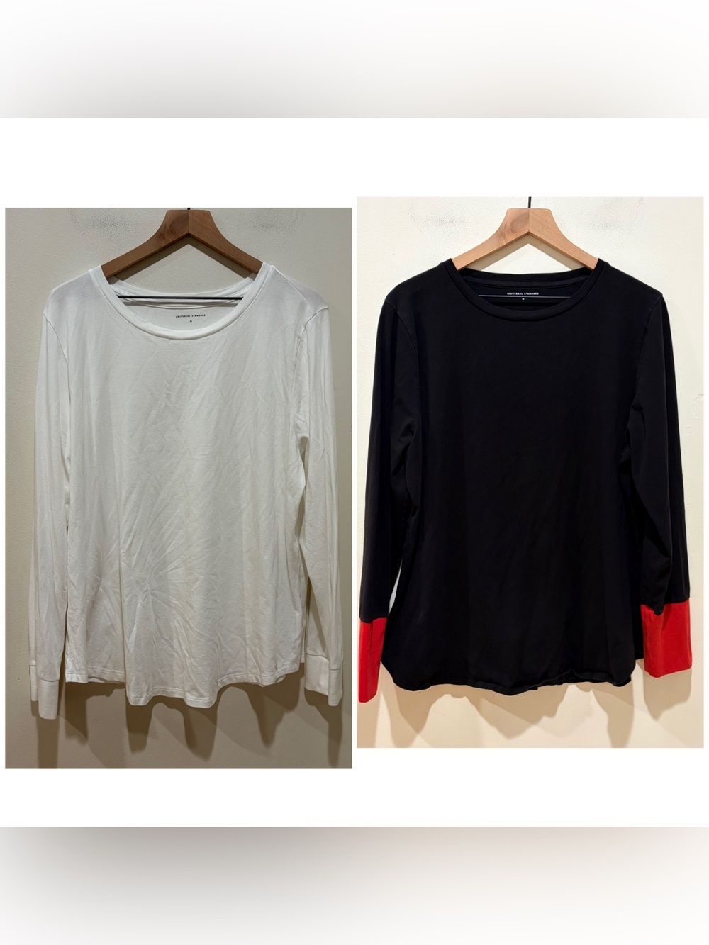 Universal Standard Bundle Set of 2 Long Sleeve Shirt Tops - White & Black Medium